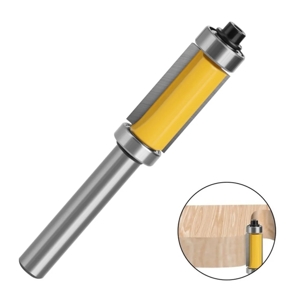 1pcs 8mm Shank Double Bearing Straight Trim Router Bit Milling Cutter Carbide Flush For Woodworking Tools Accessories