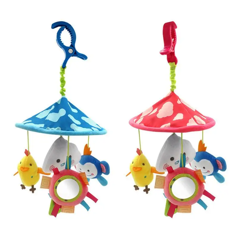 Crib Bell Toy 360 Rotating Clip On Mobile Nursery Bell With Teether And Toy Pendants Crisp Sound Toy For Toddler Cradle Stroller