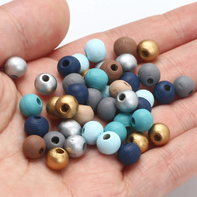 100-200pcs 6/8/10mm Winter Color Natural Wooden Beads Lead-free Wood Pearls Loose Beads For Jewelry Making Diy Necklace Bracelet