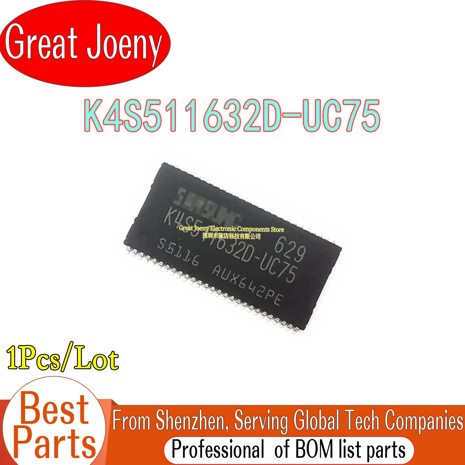 

100% New Original K4S511632D K4S511632D-UC75 64M SDRAM Memory IC Chipset TSOP-54