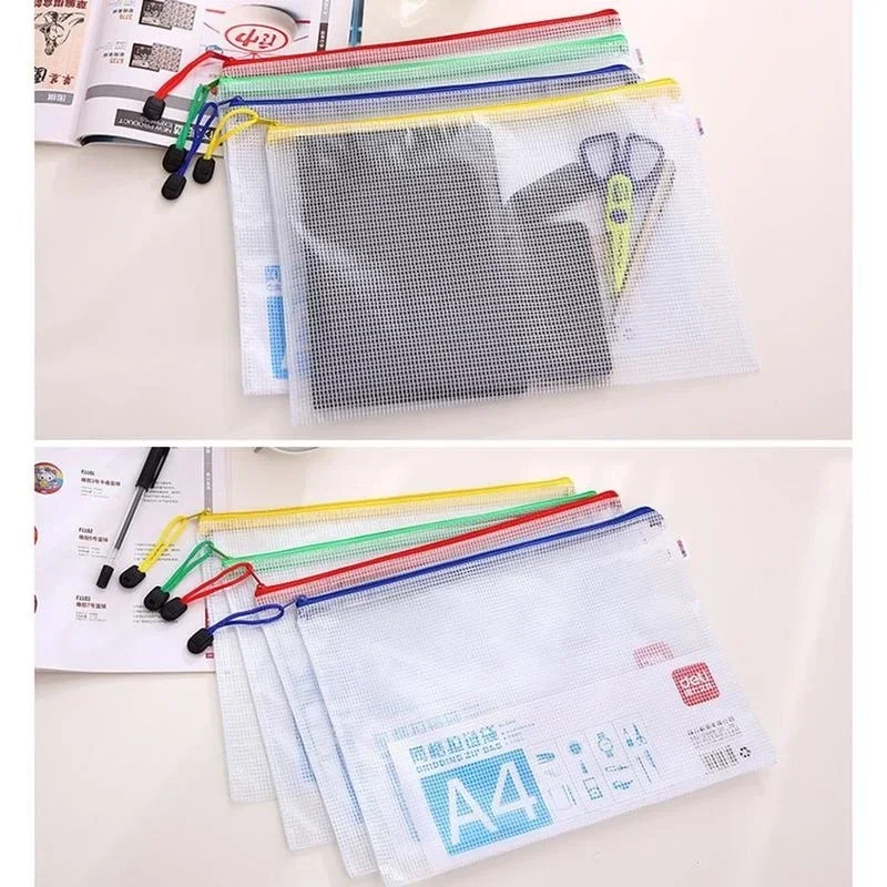 

1 Pcs Mesh PVC Zipper Bag Waterproof Filing Products Folder Storage Home Office Storage(random Color)