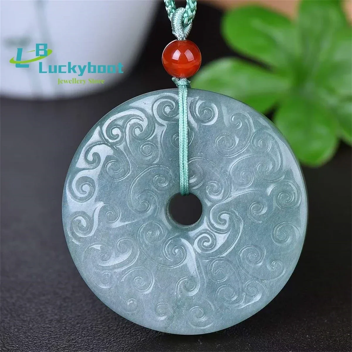 Natural Tianshan Cui Antique Auspicious Cloud Pendant Simple and Personalized Fashion Exquisite Versatile for Men and Women