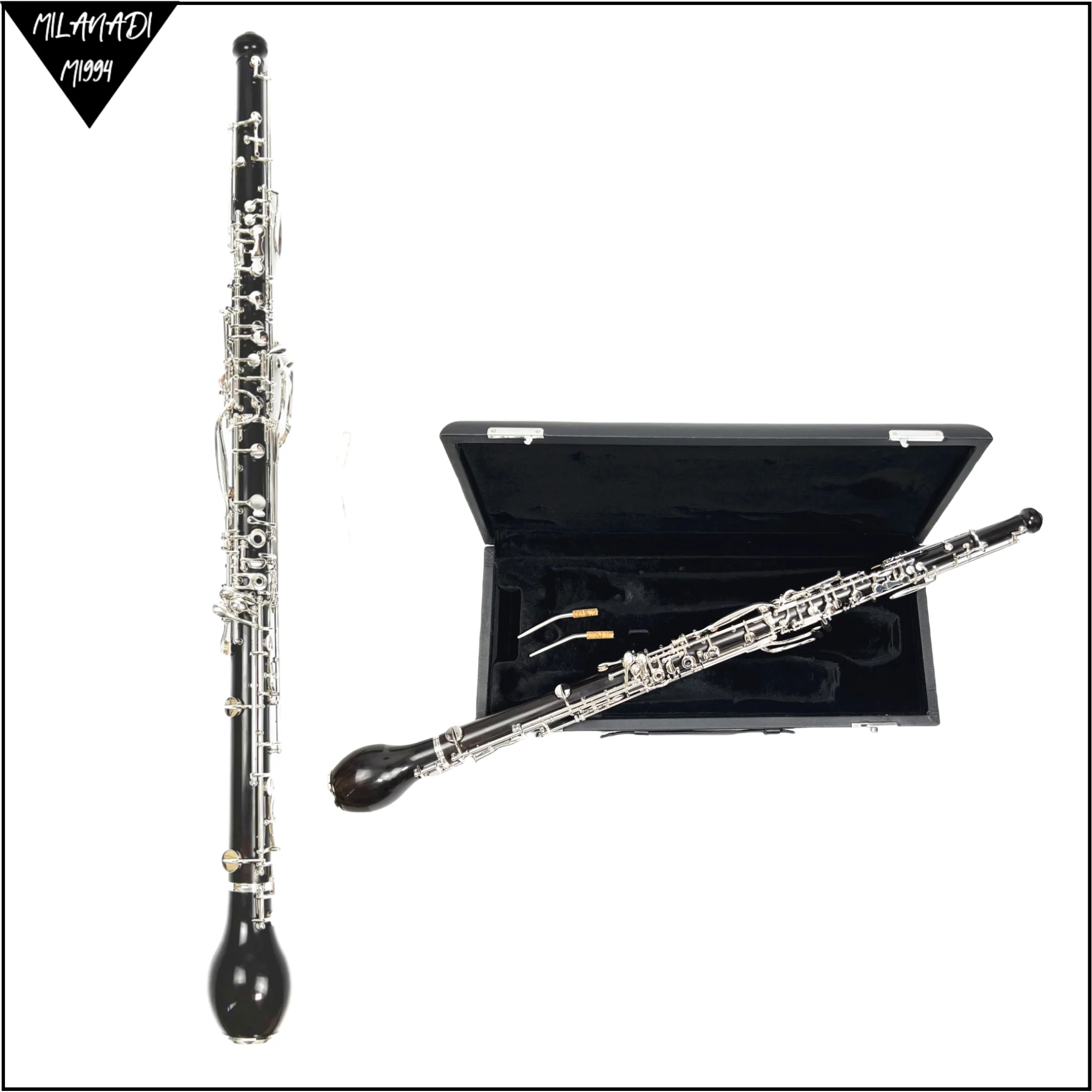 

Professional English Horn ebony wood Alto Oboe F Key Silver plated Keys Woodwind cloth plush velvet lined with Gloves Case