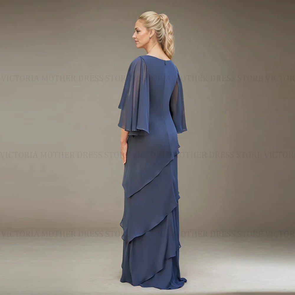 VICTORIA-vestidos elegantes para madre de la novia, vestidos largos personalizados de corte en A con cuentas de gasa y volantes para fiesta de invitados de boda, 2025