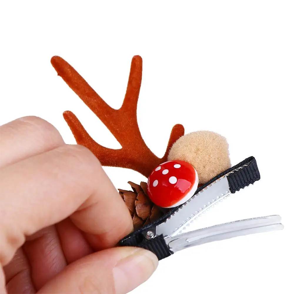 Xmas Ornaments Elk Ear Girl Kids Gifts Children Pine Cone Hairpins Antler Hairpin Merry Christmas Decor Hair Accessories