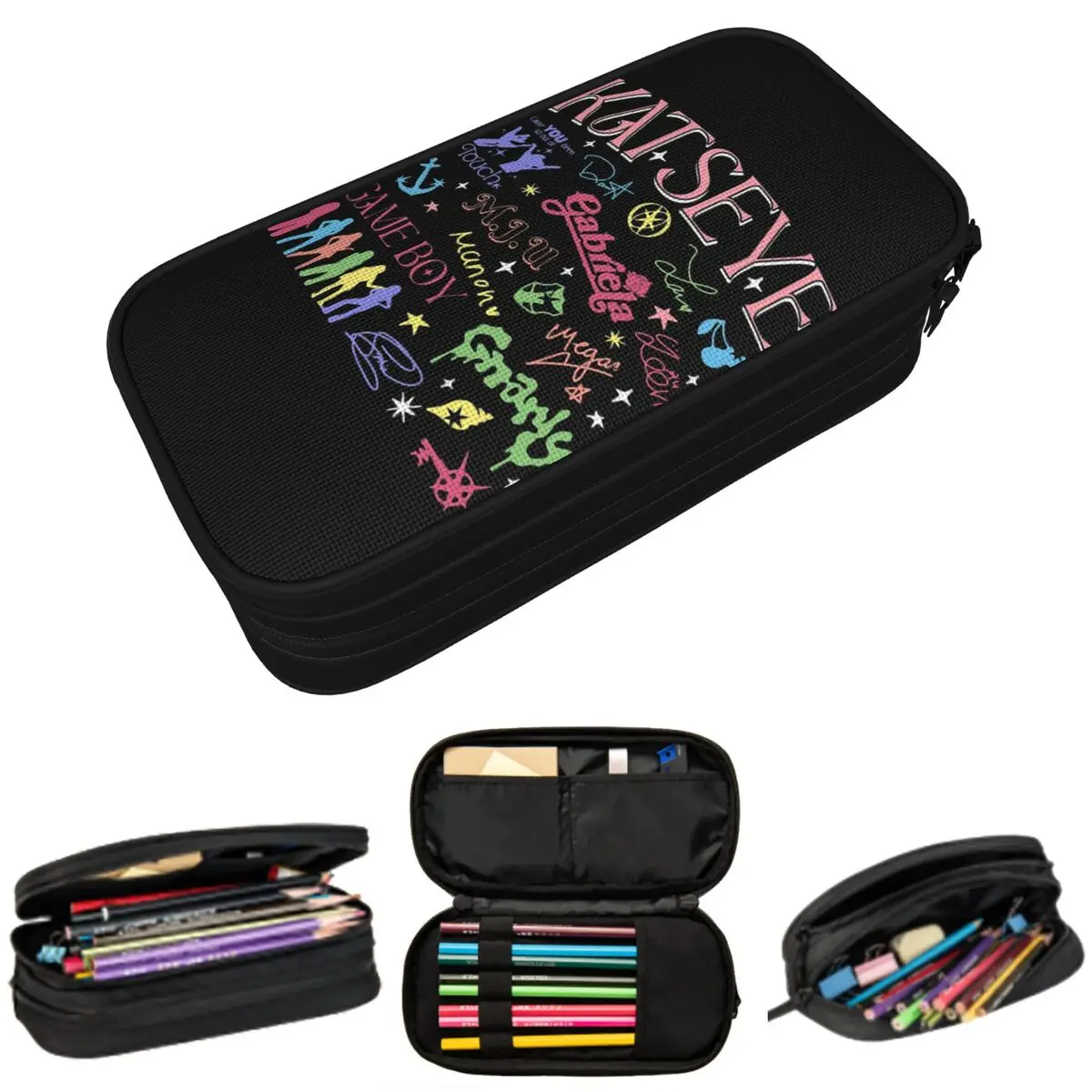 Katseye Gnarly Logo Pencil Case for Students School Pen Box Pencil Bag Stationery Supplies Pen Holder Bag