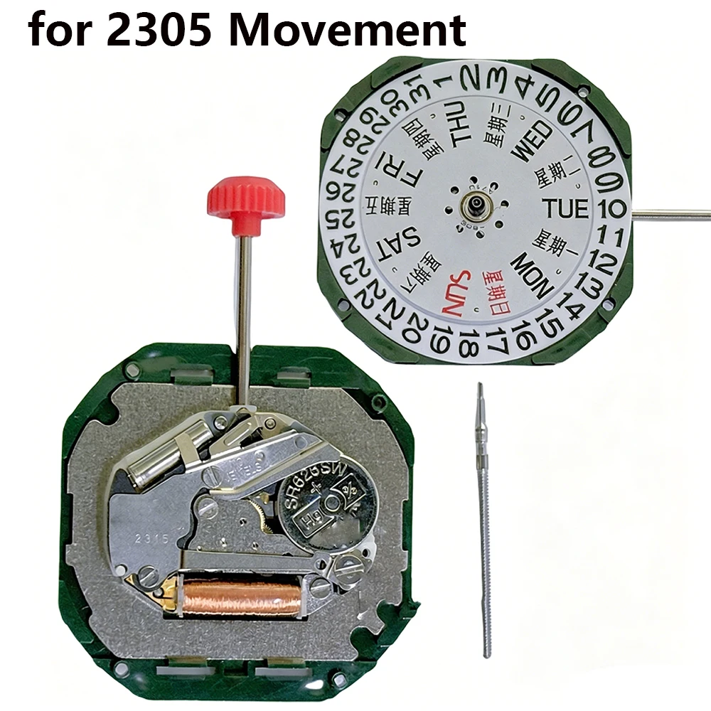 

2305 Movement for Miyota 2305 Quartz Movement Dual Calendar with Day-Date at 3 O'Clock Position Repair Tools Watch Accessories