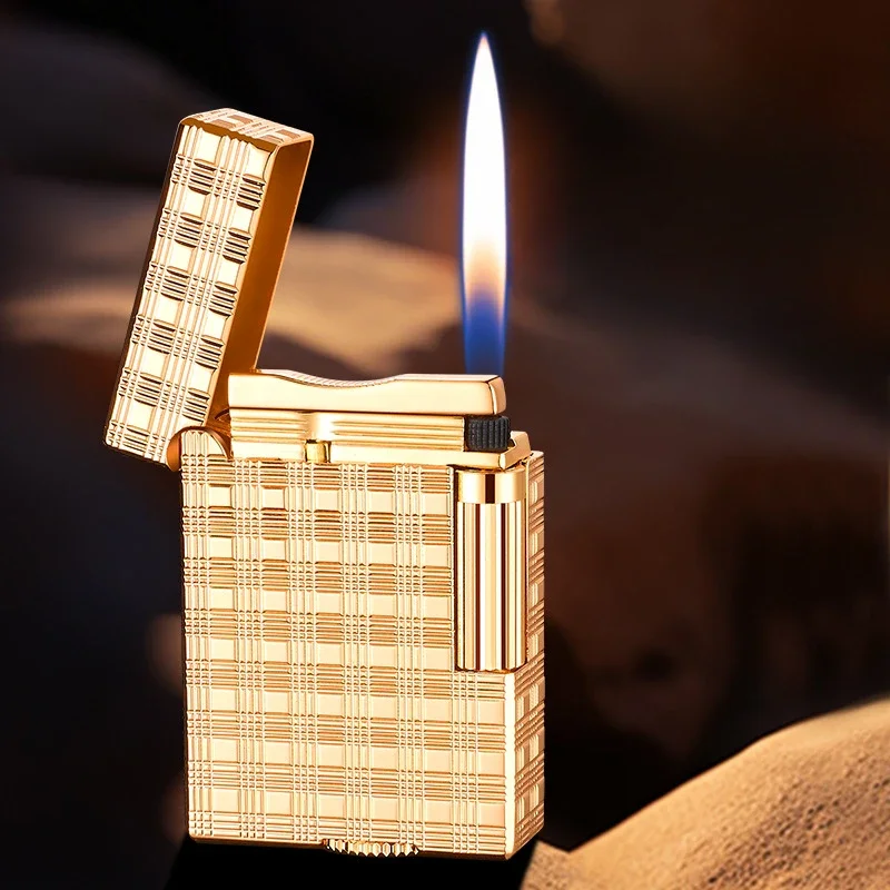 Metal Stripe Loud Lighter Unusual Lighters Cigarette Lighter Creative Wheel Lighter Butane Gas Lighter Open Fire Square Lighter