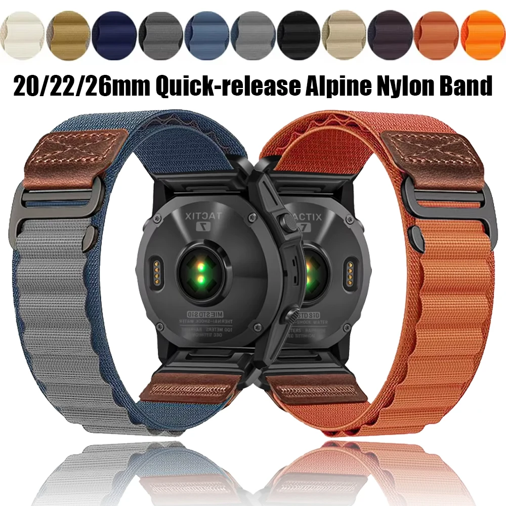 20/22/26mm Quick-release Alpine Nylon Band For Garmin Fenix 9 Pro/9/8/E/Quatix 8 Breathable Sports Strap For Garmin 970 965 955