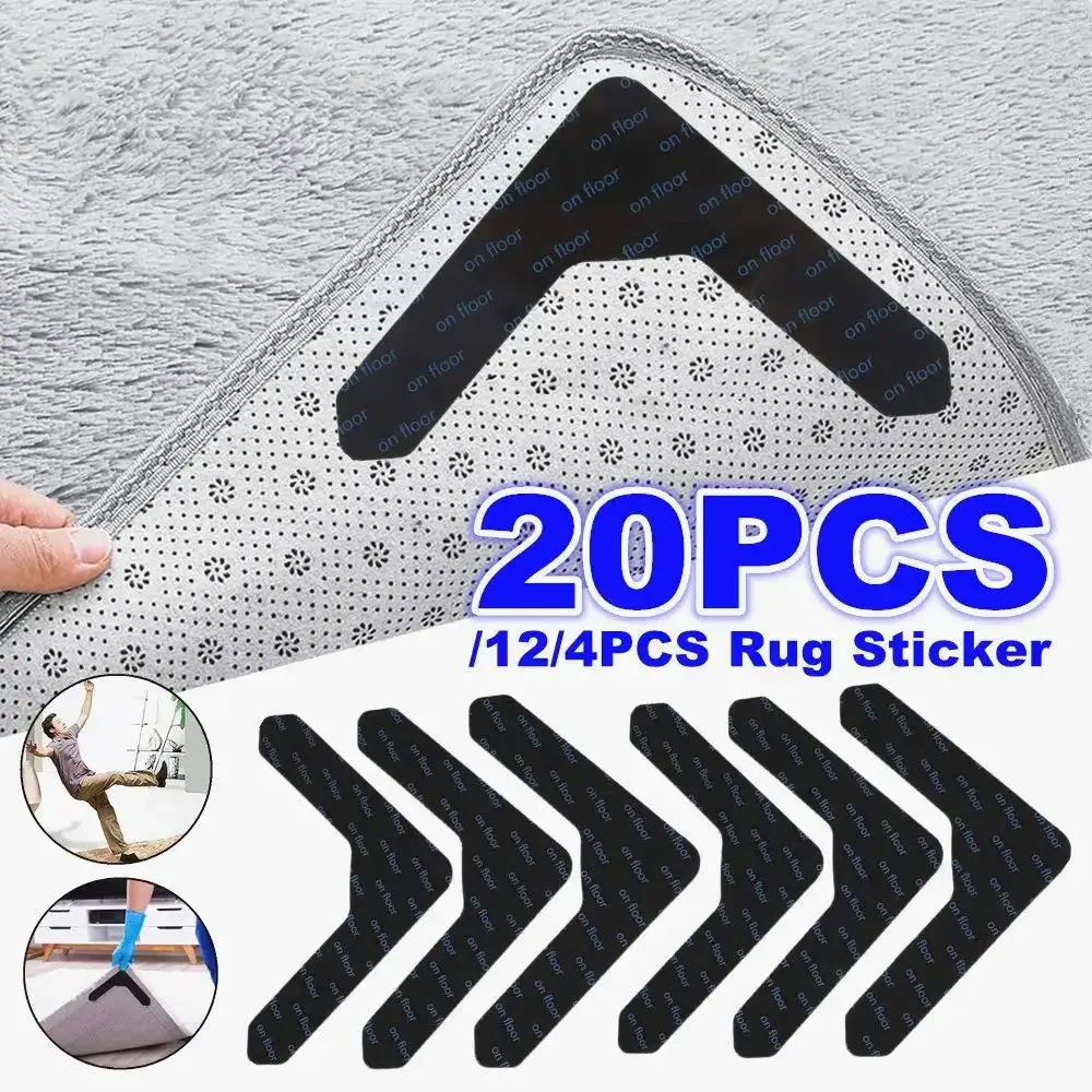1-20pcs Non Sticker Reusable Washable Rug Pad Gripper Anti Curling Adhesive Home Bathroom Carpet Supply Floor Mat