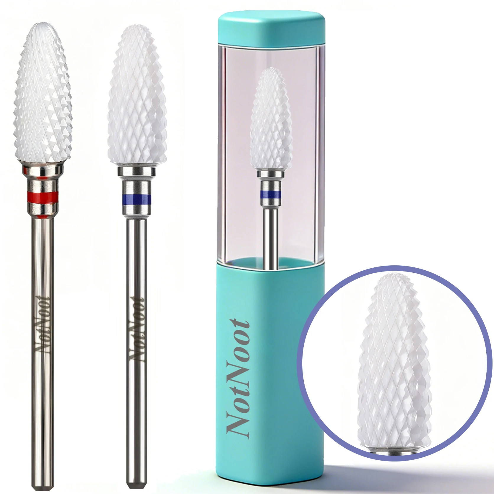 Broca de Cerámica NotNoot para Uñas, Broca de Seguridad para Uñas Acrílicas, para Eliminar Cutículas y Piel Muerta, Broca en Forma de Llama para Gel de Uñas
