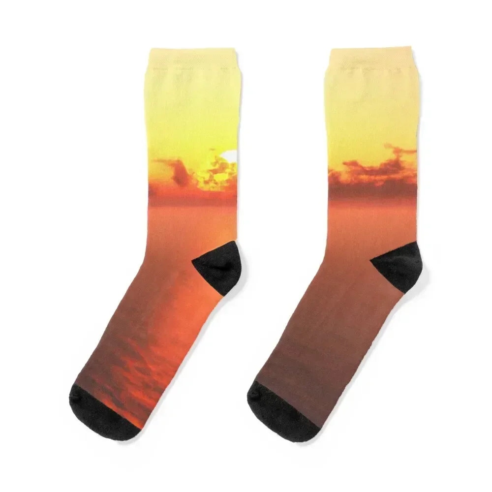 Sunset fire in the sky Socks fashionable hiking Wholesale gift Women Socks Men's