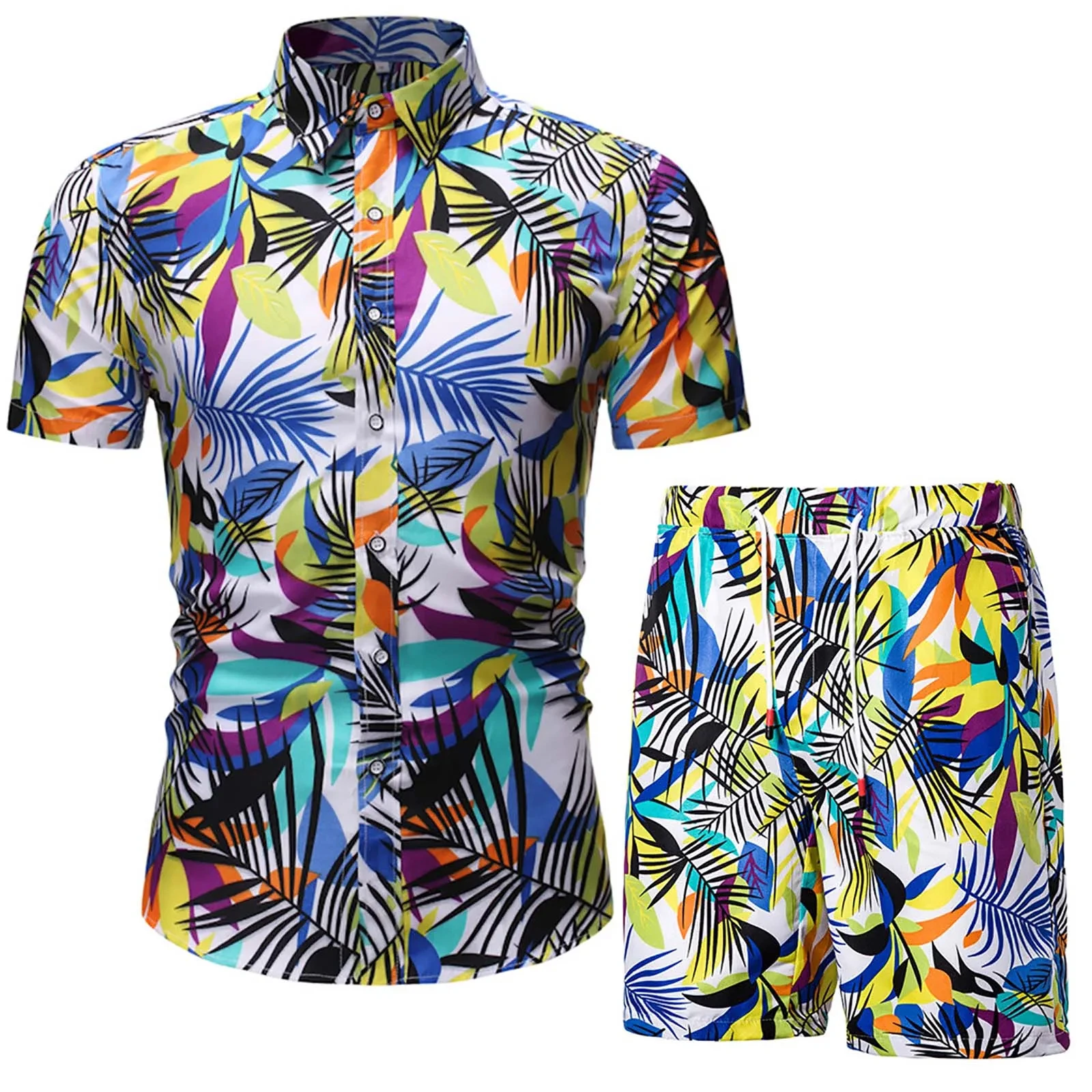 Shirt Set Summer Men 3d Printed Rose Pattern Fashion Luxury Party Lapel Short Sleeved Casual Shirt Beach Shorts Hawaiian Suit