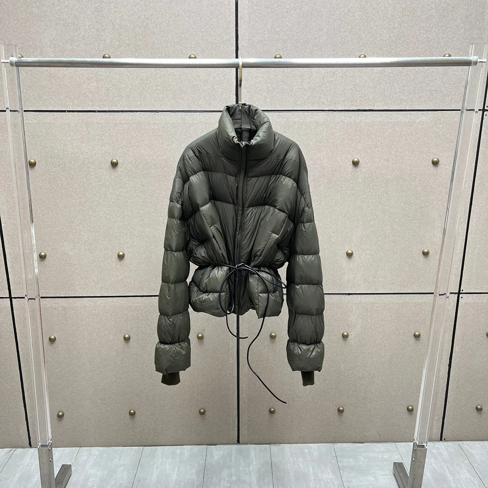 عالية الجودة الأبيض أوزة أسفل سترة نسائية Y2K الرباط الخصر سميكة الدافئة أسفل سترة 2025 خريف/شتاء وصول جديد