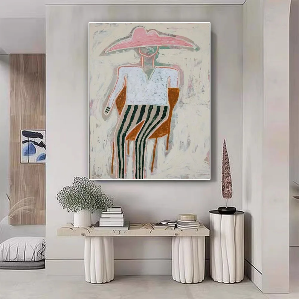 100% Hand-Painted Brown Modern Oil Painting On Canvas Hug Lover Hot Figure Coulple Picture Pop Wall Art For Living Room Bedroom