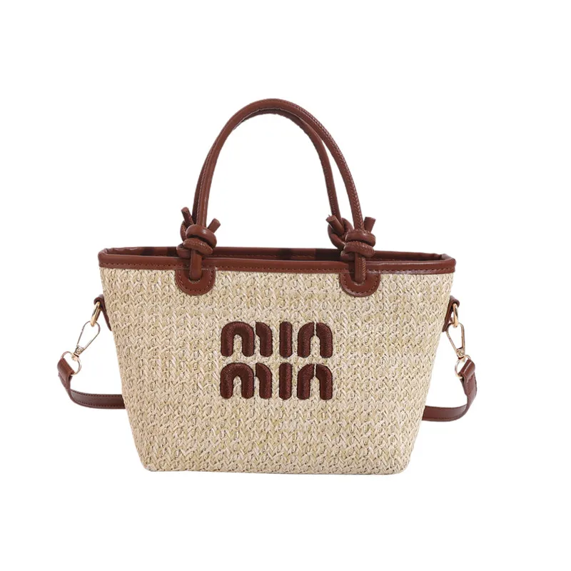 2024 Designer Luxury Straw Beach Tote Bag For Women Top-Handle Hand Ladies Handbag Purses Clutch Totebags Free Shiping Low Price