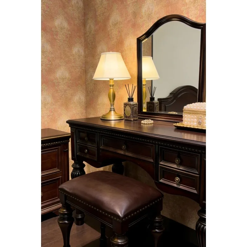 American retro dressing table, solid wood makeup table, bedroom makeup cabinet