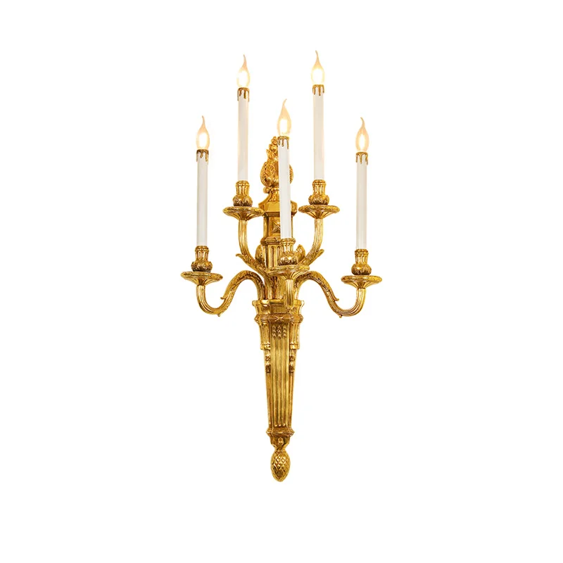 European Style Villa Living Room Antique Sconces Decorative Indoor Home Bedroom Wall Lights French Copper Wall Lamp