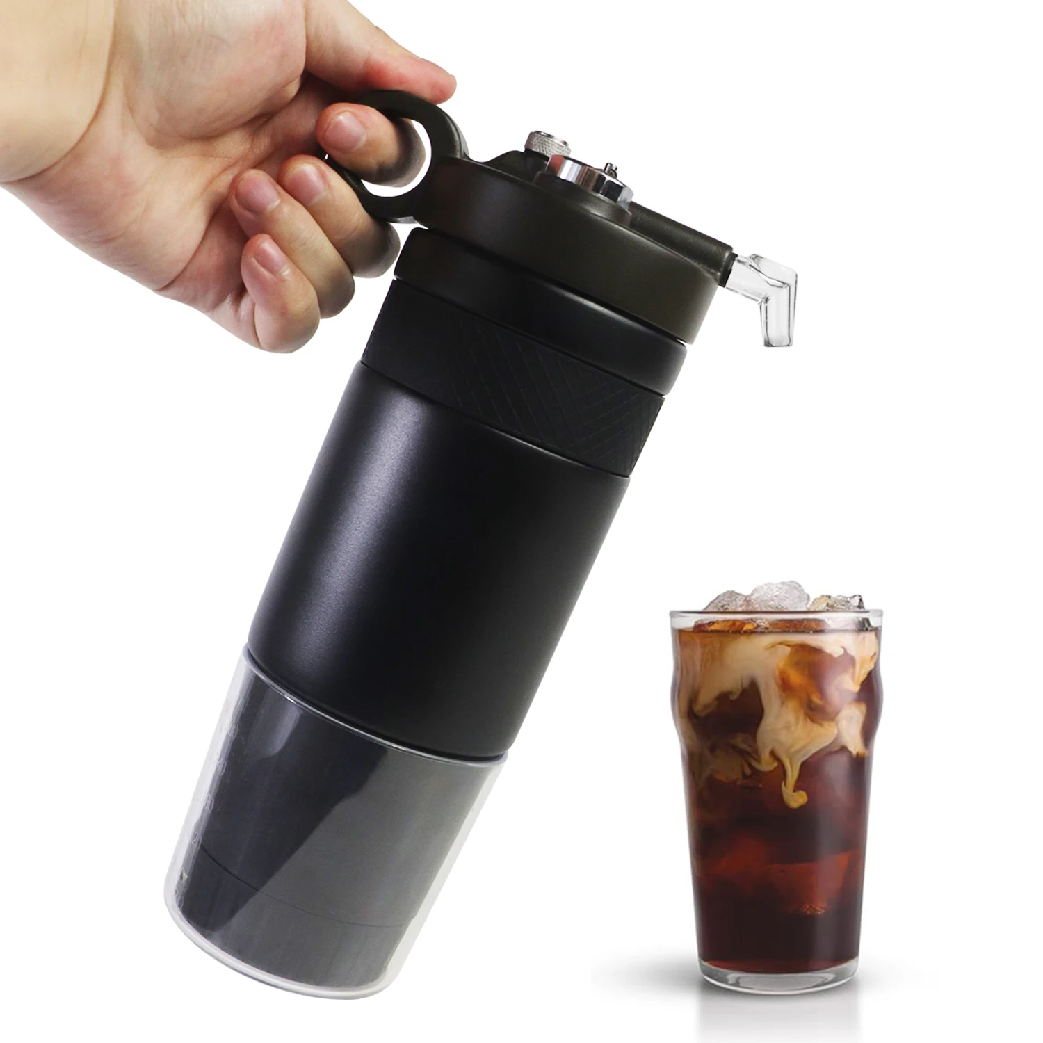 

Portable 480ml Nitro Cold Brew Coffee Maker Double Walled Stainless Steel Backpack Coffee Dispenser With Cremic Lined
