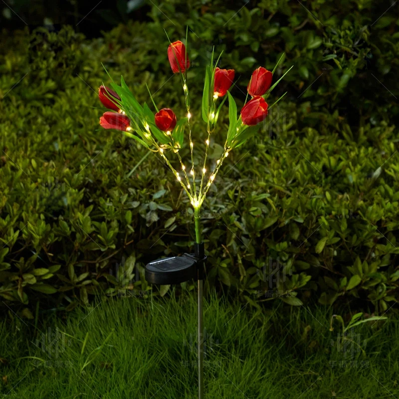 Solar Flower Light Outdoor Waterproof Solar Tulip Lights LED Garden Stake Light for Pathway Lawn Patio Yard Landscape Decorative