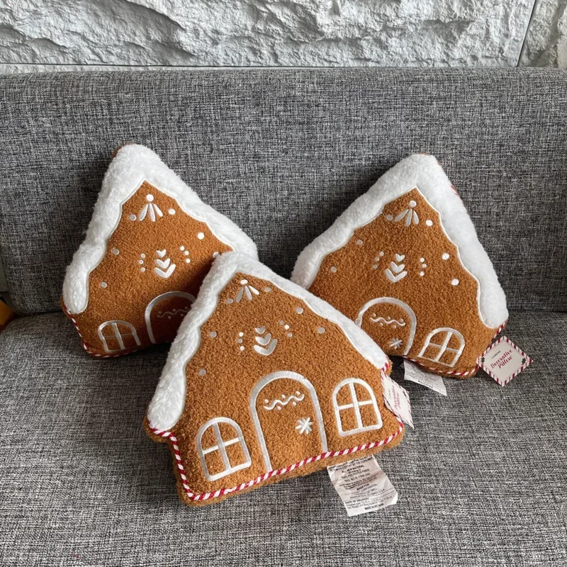 32cm Gingerbread House Plush Pillow Cushion Soft Teddy Fleece Stuffed Throw Pillow Christmas Bedroom Sofa Chair Backrest Gift