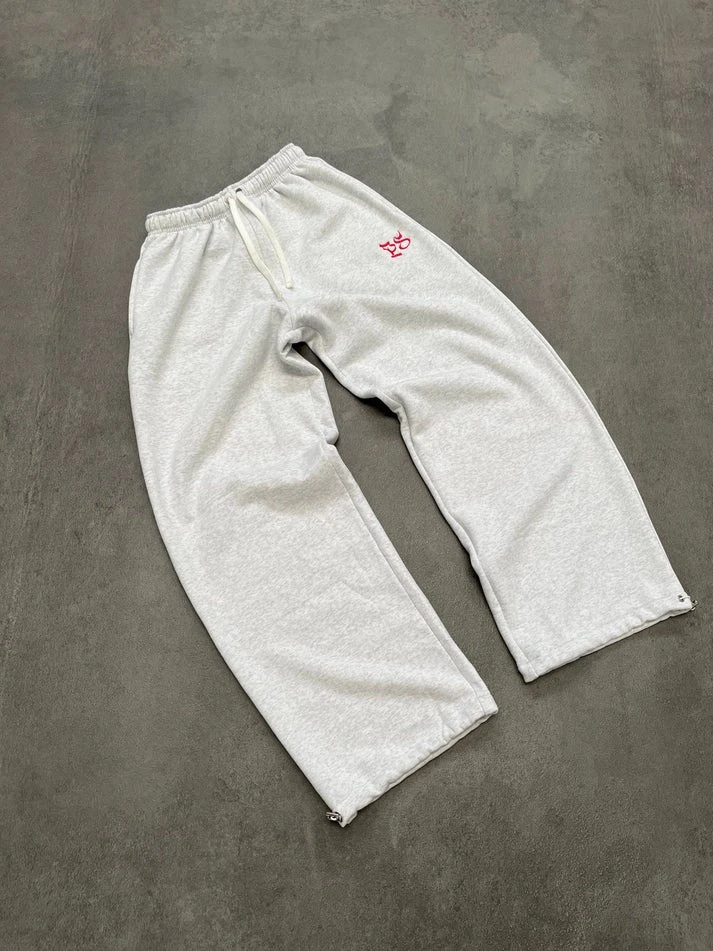 

Pepe Studio Men's Casual Loose Pants Red Embroidery Sweatpants High Waist Straight Leg Long Trousers Trendy Youthful Sle