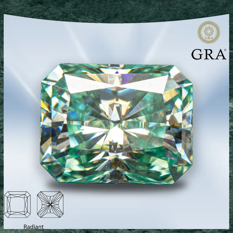 

Moissanite Stone Natural Colour Radiant Cut Yellow Green Color VVS1 with GRA Certificate Gemstone Charms Jewelry Making Material