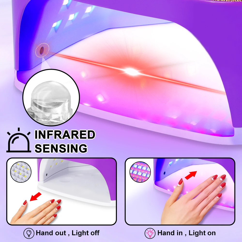 มืออาชีพ 67 LED UV เล็บโคมไฟเจลยูวีเล็บแสง 4 ตัวจับเวลาเซ็นเซอร์อัตโนมัติเครื่องเป่าเล็บสำหรับร้านทำเล็บ
