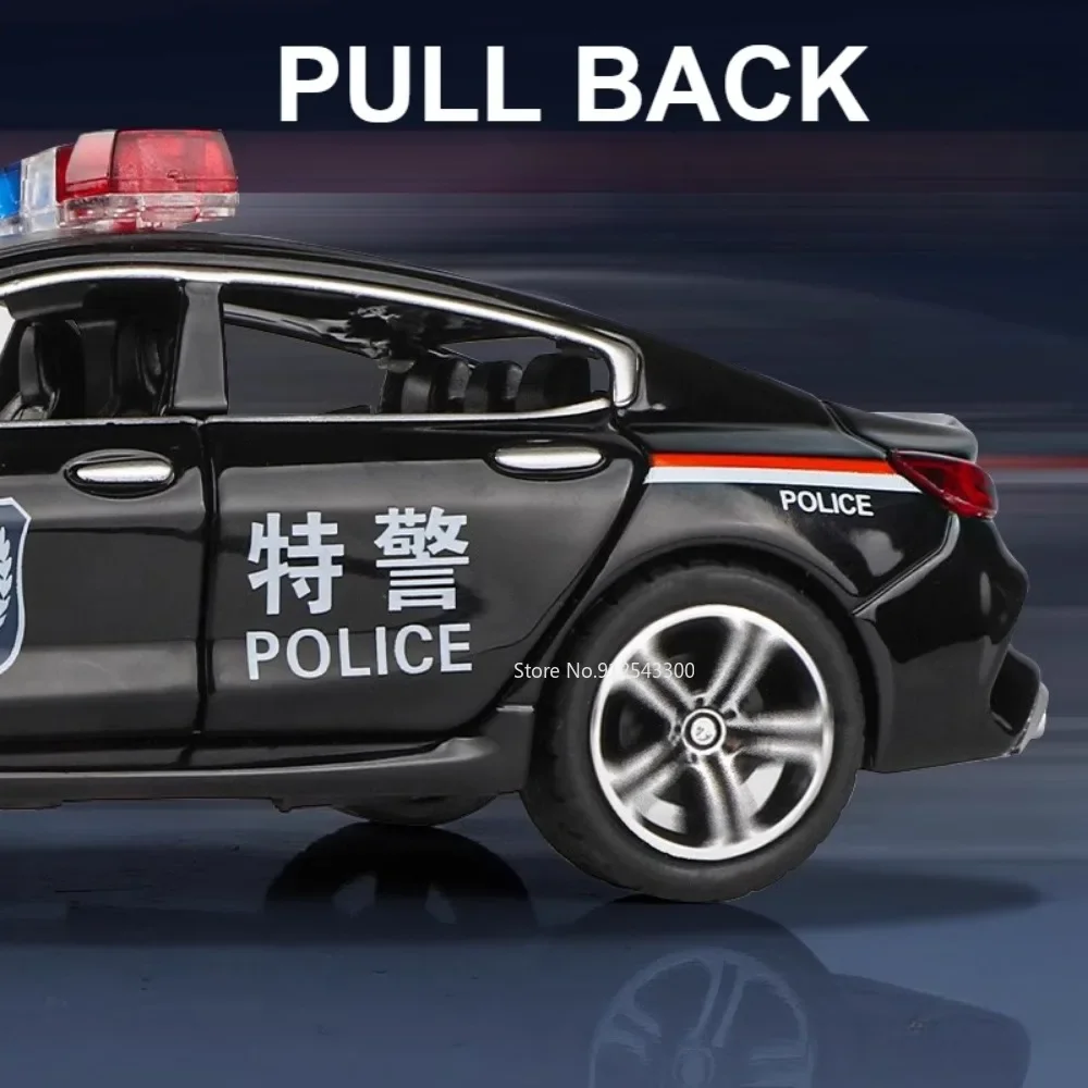 Modèle de voiture de Police M8 échelle 1:32, jouet en métal moulé sous pression, modèles de véhicules de Simulation 110 portes ouvertes, cadeaux de Collection pour garçons