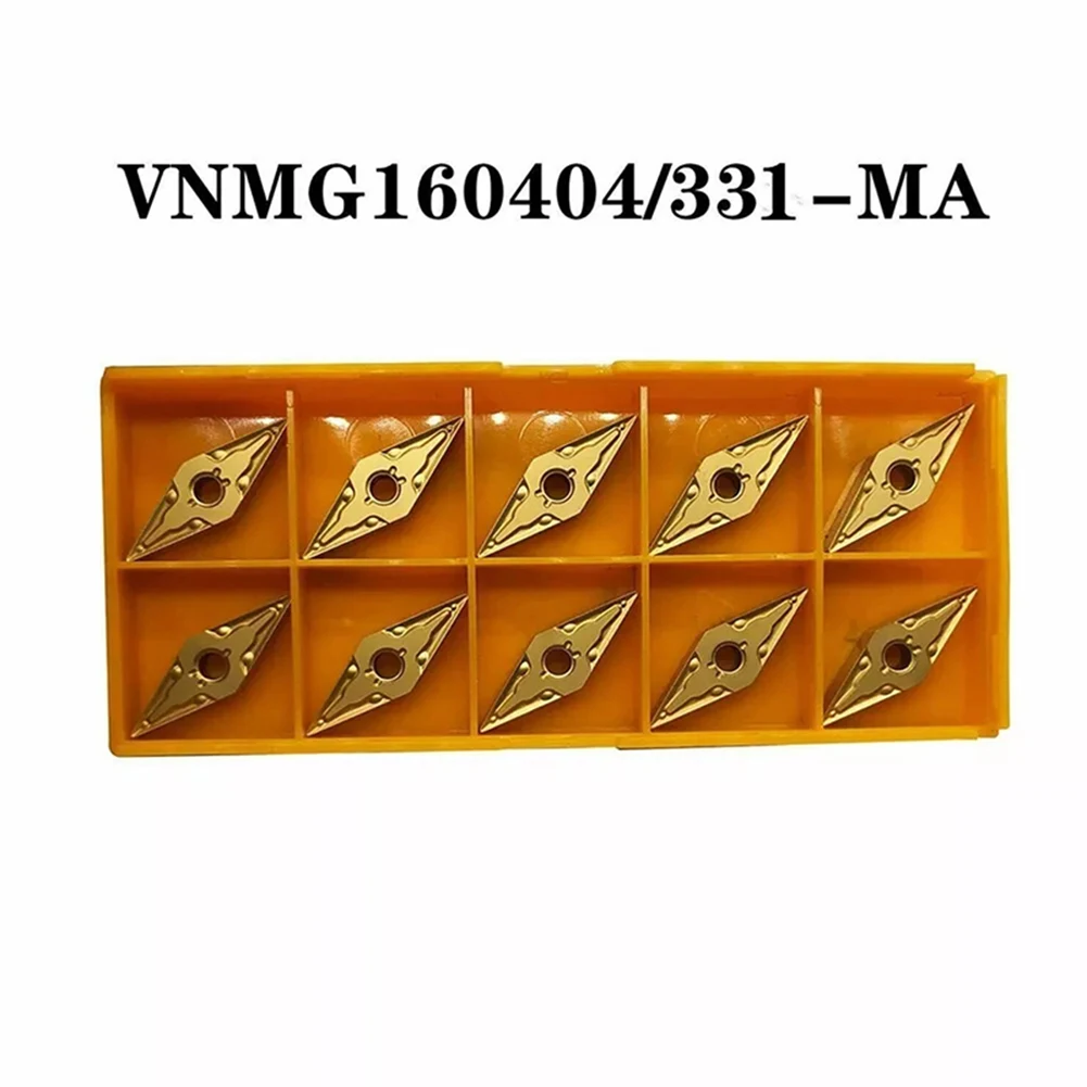 10pcs VNMG160404-MA/VNMG331-MA Lathe Turning Milling Carbide Insert For MVJNR Household Manual Power Tool Accessories