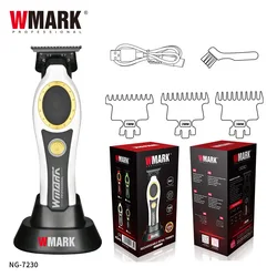 ¡Novedad de 2024! WMARK-cortadora de pelo eléctrica profesional con cabezal de aceite, máquina para cortar cabello con grabado, con asiento de carga, para peluquería, NG-7230