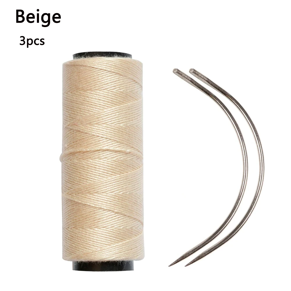 1 لفات من خيوط نسيج الشعر مع 2 قطعة C إبر منحنية أدوات صنع الشعر المستعار خيط الخياطة #1
