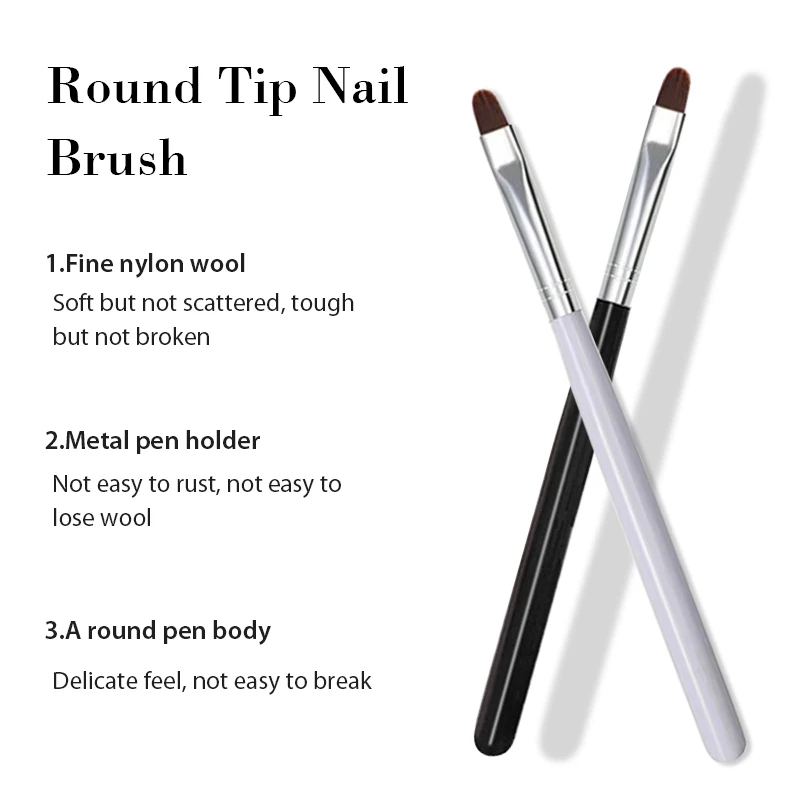 

1Pcs Nail Tool Small Round Head White Stick Gel Pen Flat Mouth Light Therapy Pen Extended Nail Glue Brush Professional Nail Tool