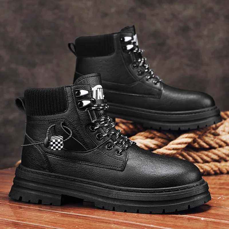 

Men's autumn new style personalized and fashionable leather breathable, lightweight and comfortable casual boots