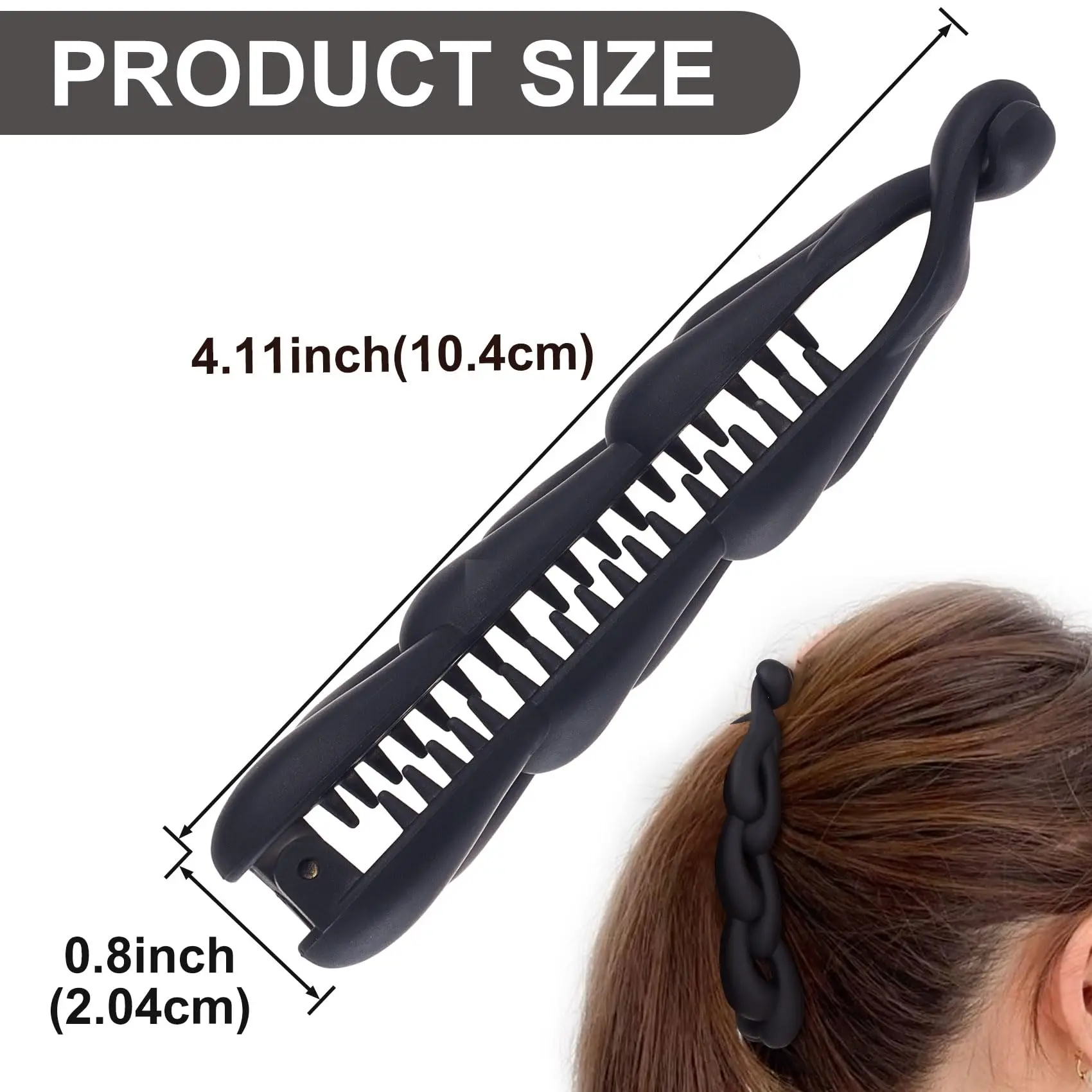 

Women'S Frosted Banana Clip Vertical Clip Back Fried Dough Twists Hairpin Pan Hair Grab Ponytail Clip Hair Accessories