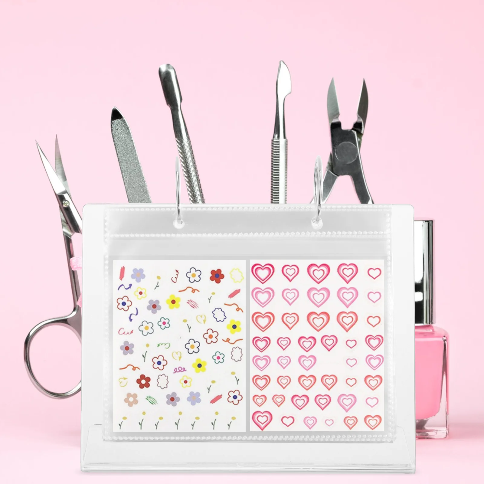 สมุดเก็บสติกเกอร์ตกแต่งเล็บ ขนาด 6.5x4.3 นิ้ว แบบใส สำหรับเก็บสะสมสติกเกอร์ DIY  แบบพกพาสะดวก