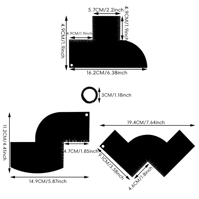 

Reusable Color Enhancement Barber Card Easy to Clean with Measurement Indicators Beard Line Up Tool Black Hairline Maker