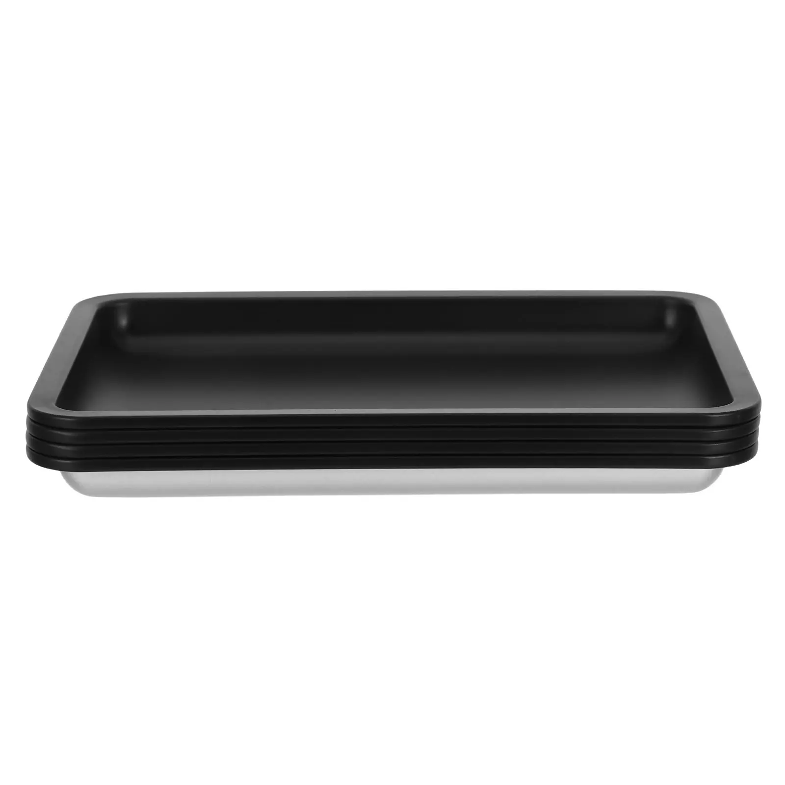 4Pcs Stainless Steel Jewelry Display Tray Rectangle Decorative Vanity Tray for Bathroom Dresser Jewelry Storage
