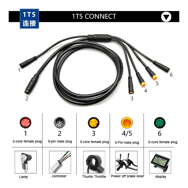 Original KT Controller e-Bike 12 tube 36V/48V KT-30A Square Wave Controller WP Plug,with light wire,Bicycle refit Accessory