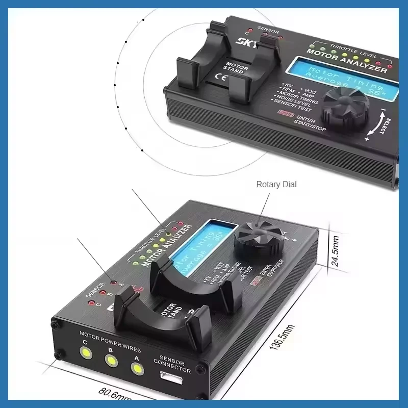 SKYRC Motor Analyzer BL Electric Brushless Motor Analyzer LCD Motor Tester with LCD Display Screen for RC Cars