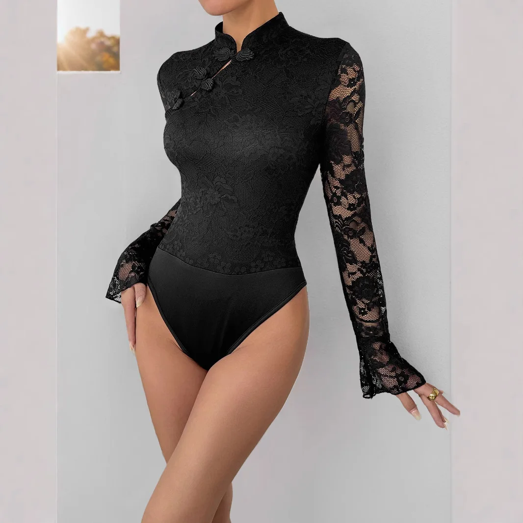 

Autumn New Women's Cheongsam Element Black New Chinese Style Jumpsuit
