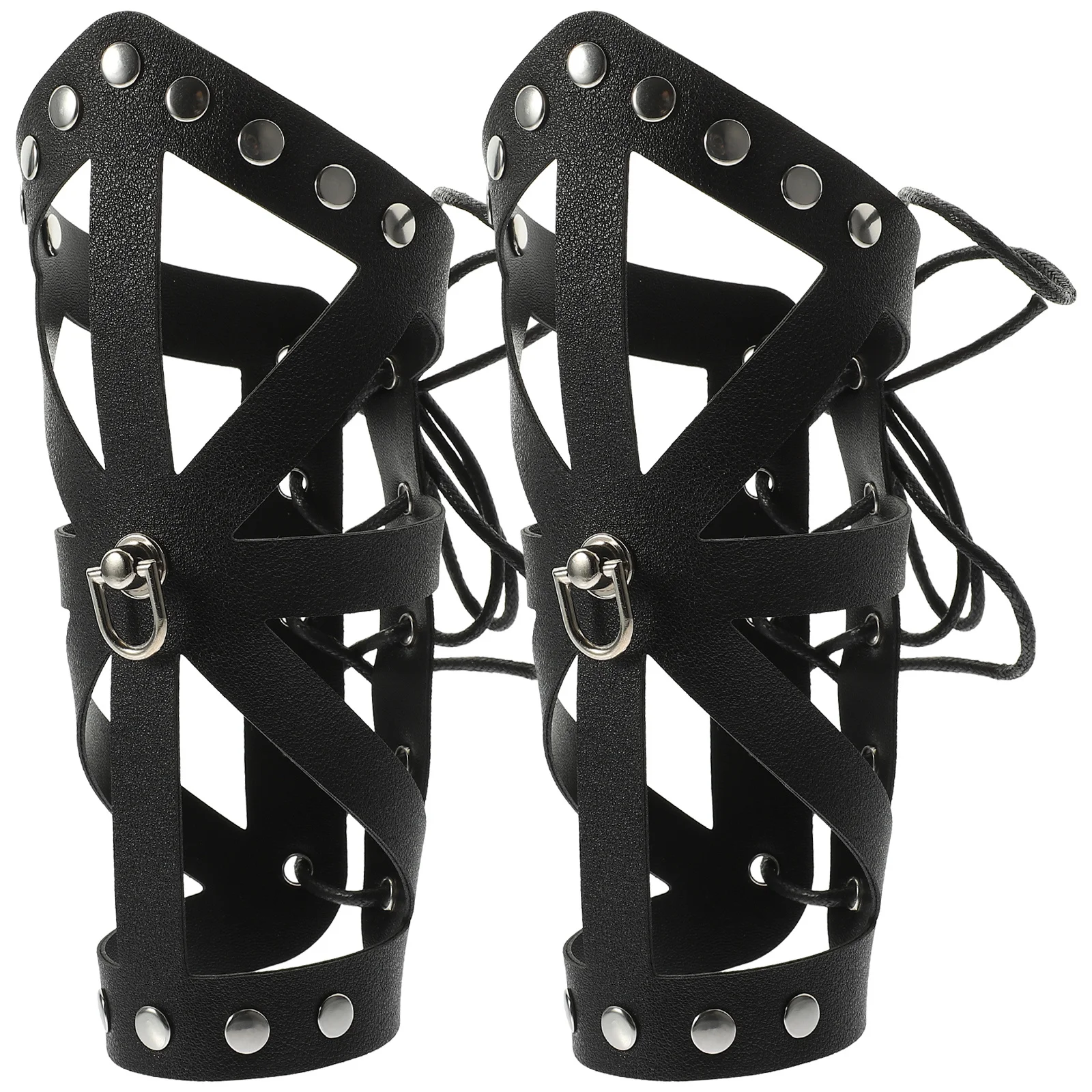 

2Pcs Unisex Arm Guards Punk Rock Style Artificial Bracers Binding Strap for Cosplay Festival Riding Gear