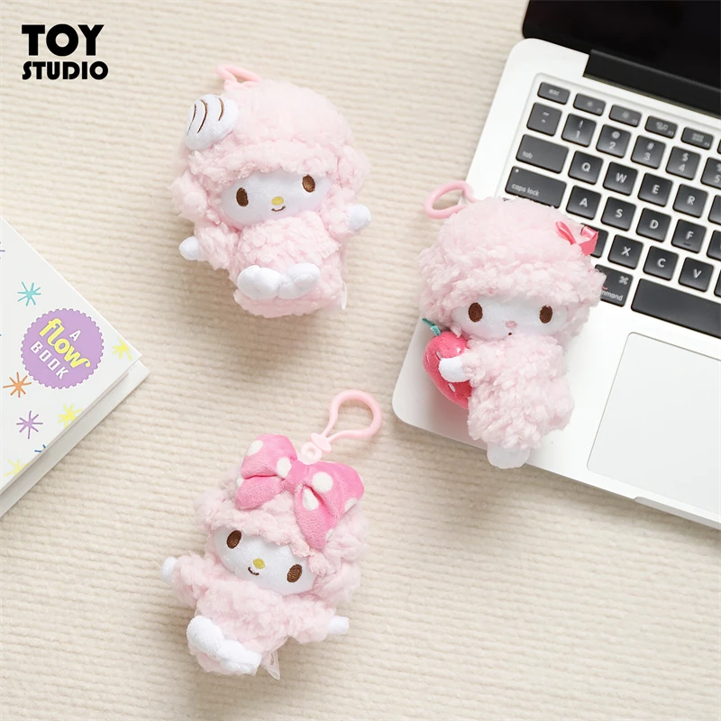 Echte Sanrio Anime Kawaii Piano Sleutelhanger Knuffels Lam Pop Hanger Kussen Ornamenten Sleutelhanger Verjaardag Kerstcadeau