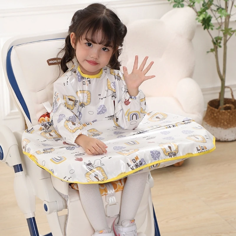 Baby Feeding Bibs Drooling Apron Coverall Long Sleeve Weaning Bibs Waterproof Baby Bibs Fully Cover to Baby Highchair