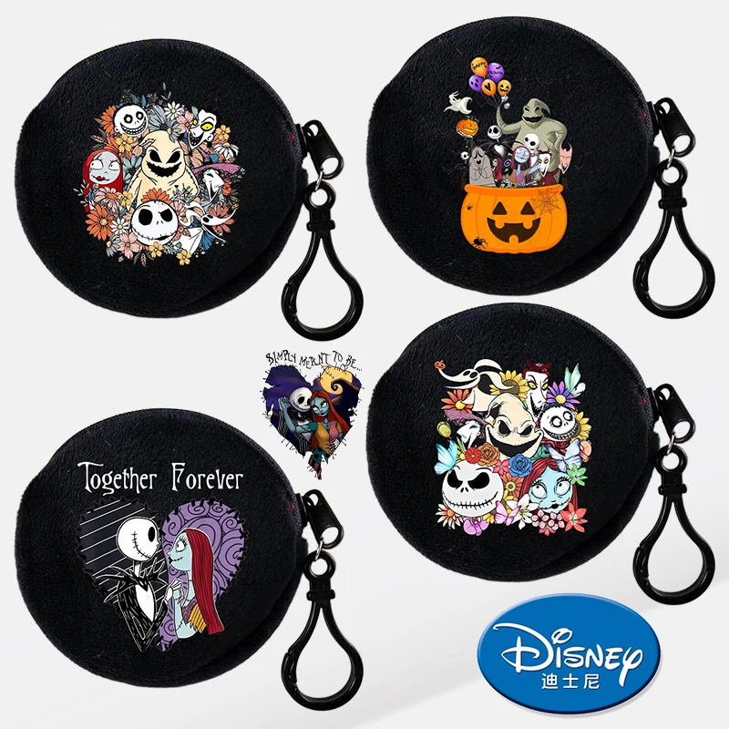 Disney Night Before Christmas Sally Jack Role Print Plush Coin Purse Portable Wallet Bank Card Coin Mini Bag Party Holiday Gifts