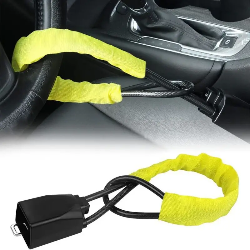 

Car Steering Wheel Lock Rope Lock Safety Belt Buckle Lock Automobile Retractable Anti Theft With 3 Key Car Accessories