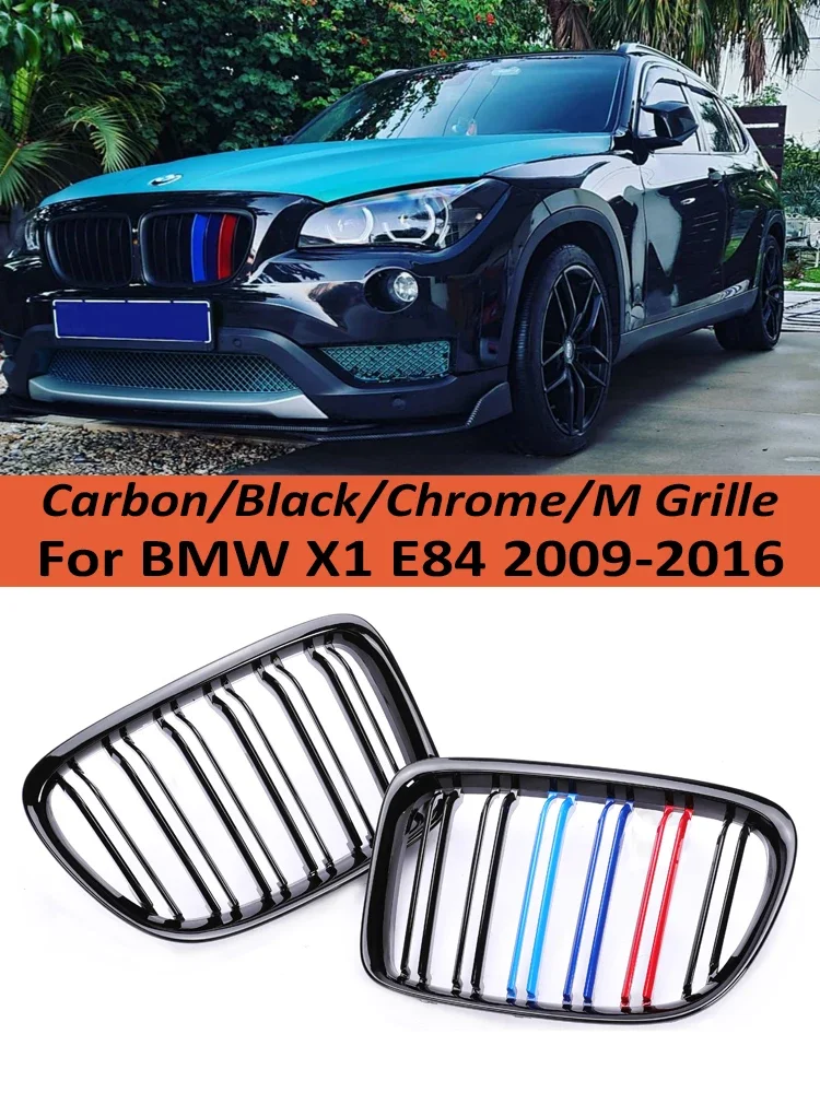 

Front Bumper Kidney Carbon M Color Grille Cover For BMW X1 E84 2009-2016 Refiting Racing Grill SDrive XDrive Replcement