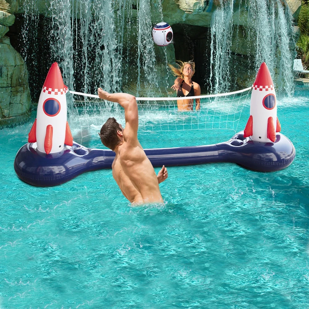 PVC Rocket Water Ball Stand inflatable pool volleyball set Floating volleyball net Pool Float Set Water Game outdoor sport