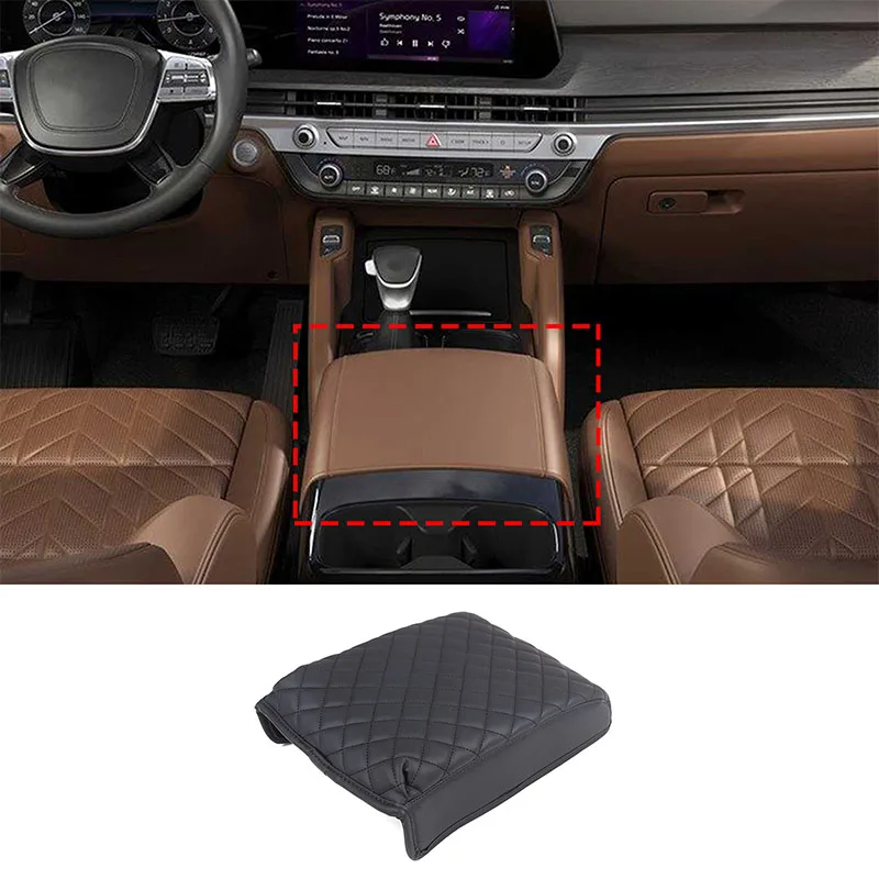 For Kia Telluride 2020-2024 Car Leather Center Console Armrest Box Cover Protector Cushion Lid Waterproof Interior Accessories