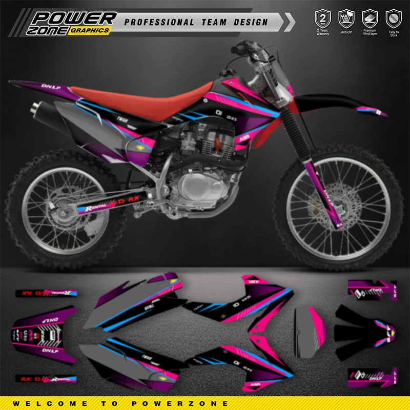 

PowerZone пользовательские графические фоны наклейки наборы наклеек для Honda CRF230 2015-2020 CRF 150F 2015-2020 имя мотоцикла номер